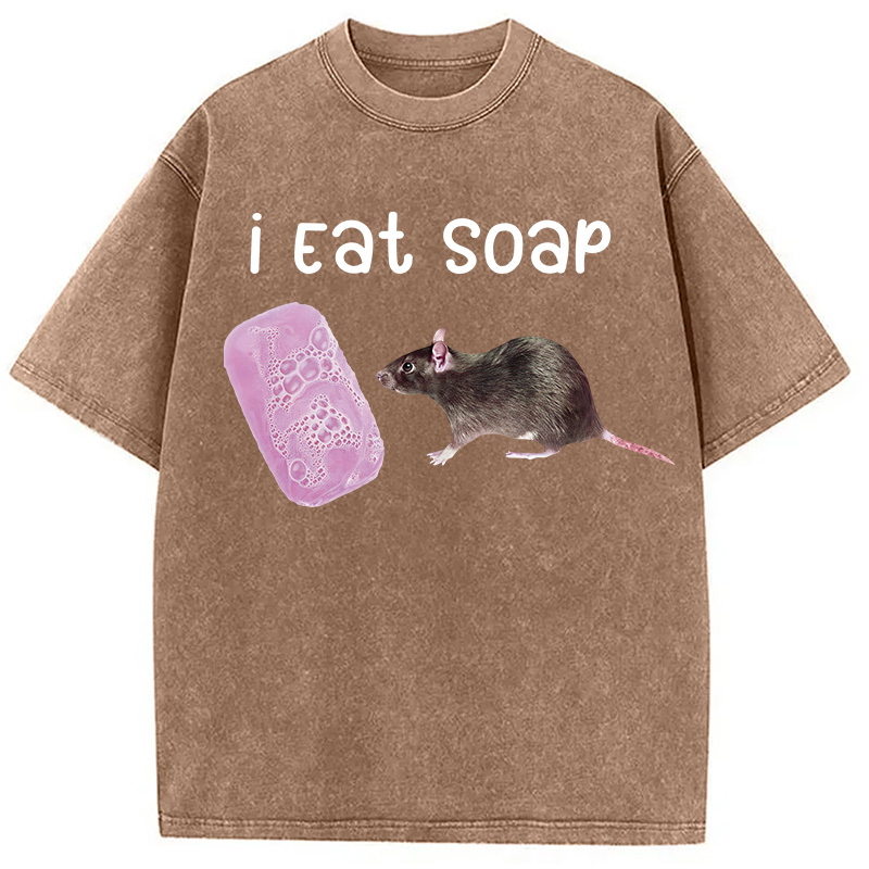 Modecanvas I Eat Soap Rat Meme Washed T-Shirt