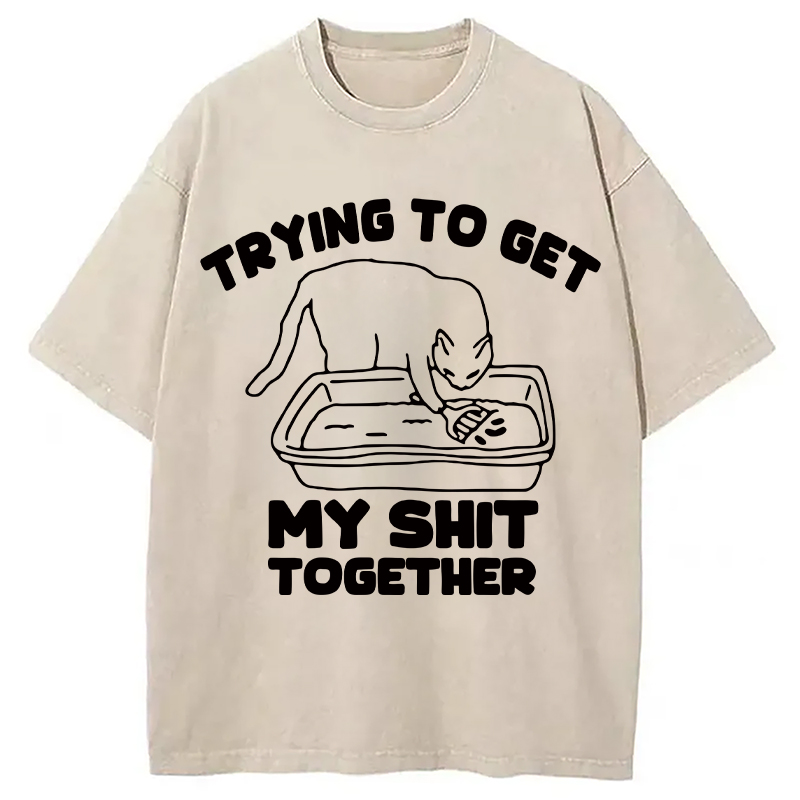 Modecanvas Cleaner Cat Washed T-Shirt