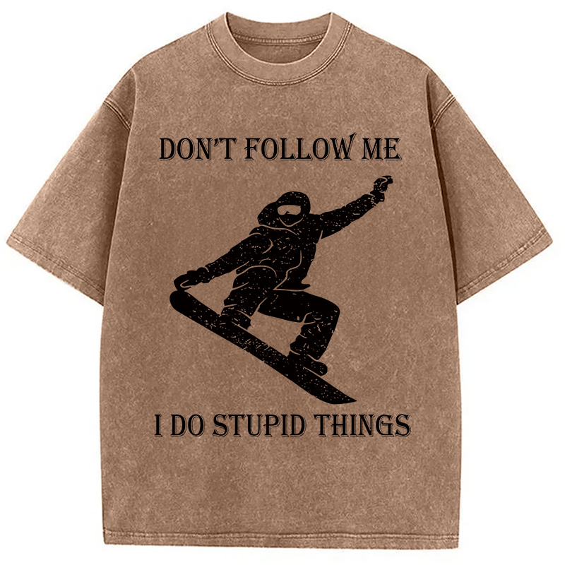 Modecanvas Winter Extreme Sports Skiing Washed T-Shirt