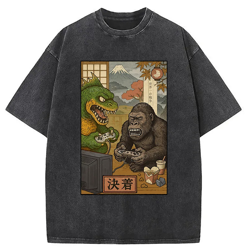 Modecanvas Monsters Play Games Washed T-Shirt