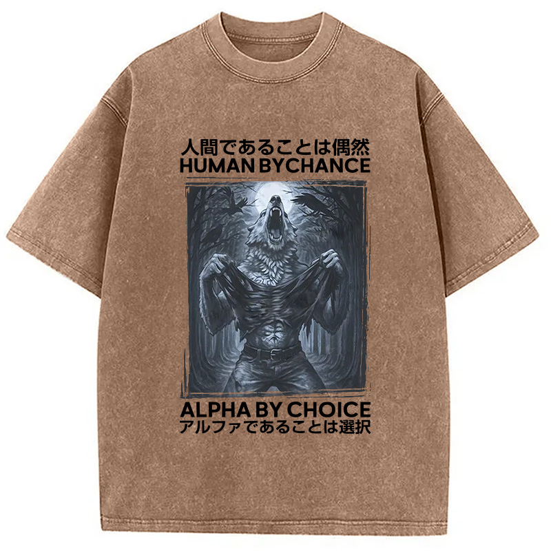 Modecanvas Howling Wolf Washed T-Shirt-modecanvas