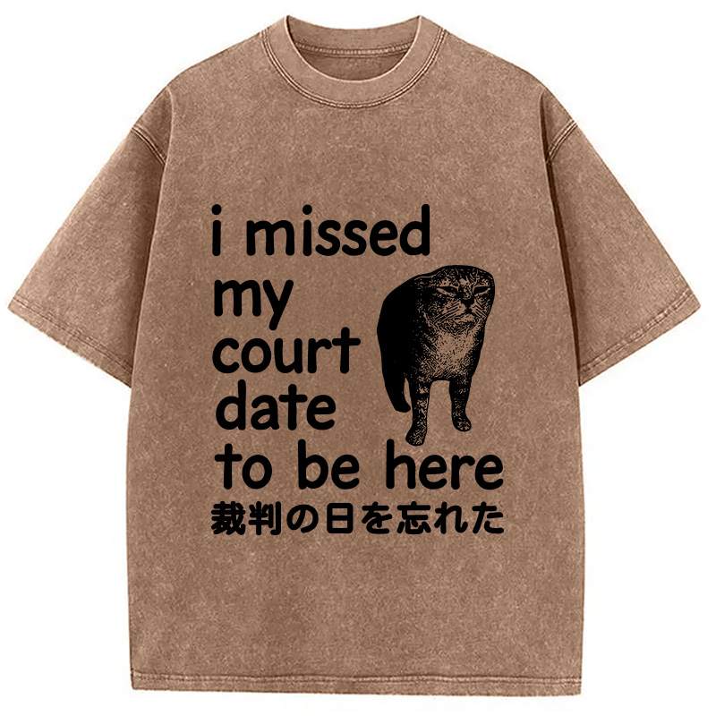 Modecanvas Funny Forgetful Cat Washed T-Shirt