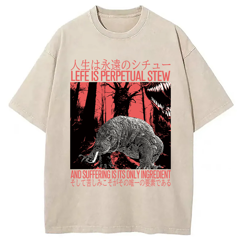 Modecanvas Life is Perpetual Stew DTG Printing Washed T-Shirt-modecanvas