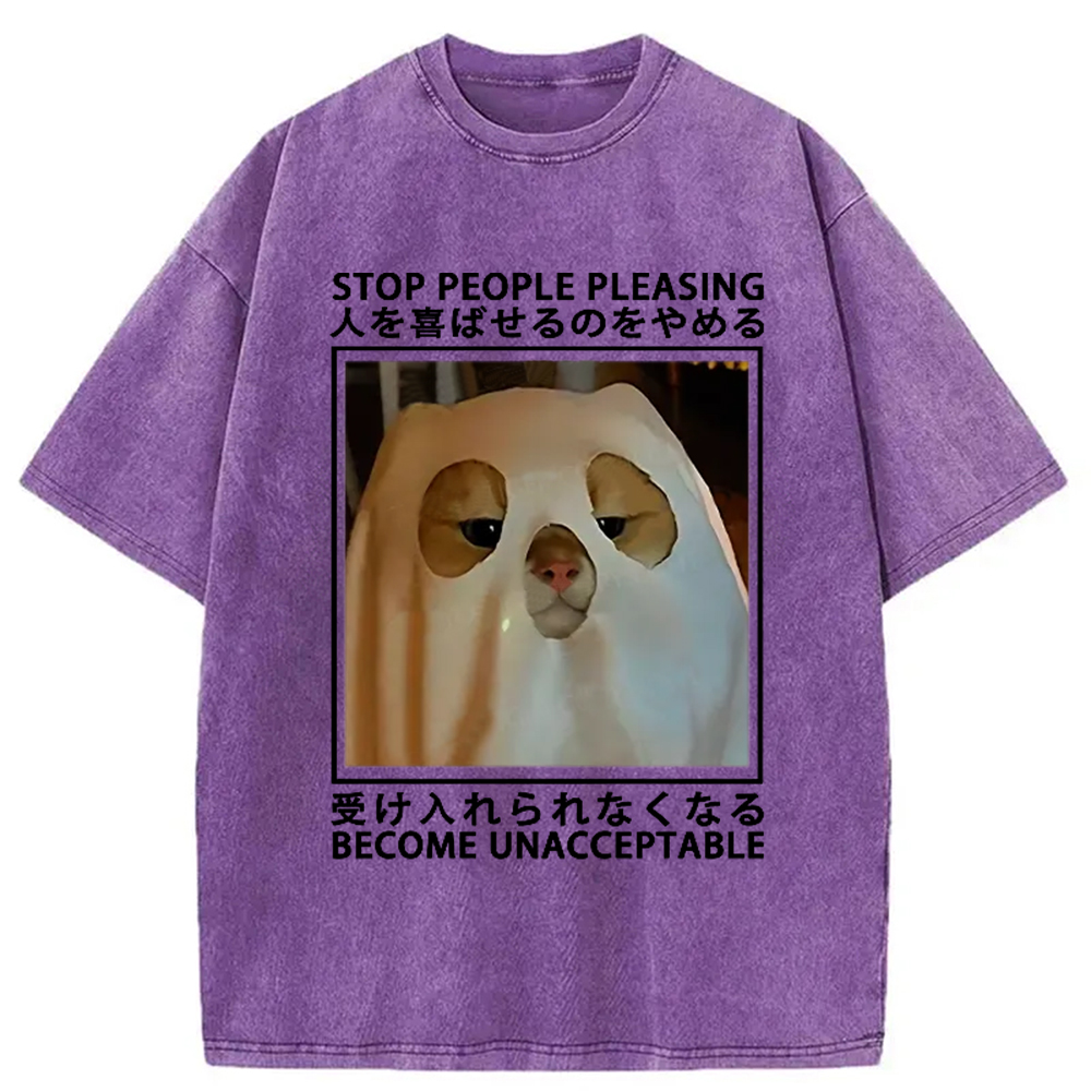 Modecanvas Stop People Pleasing Become Unacceptable Washed T-Shirt