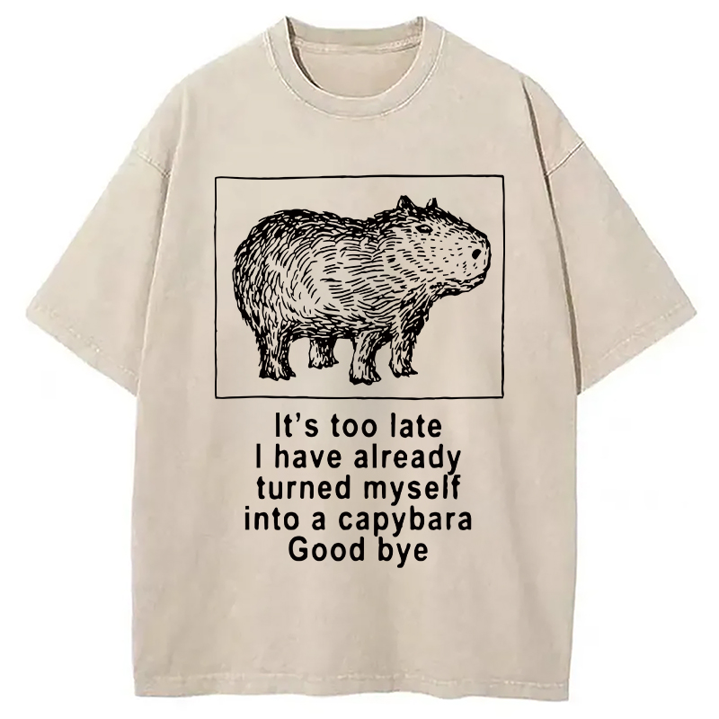 Modecanvas I Have Turned Myself Into A Capybara Washed T-Shirt-modecanvas