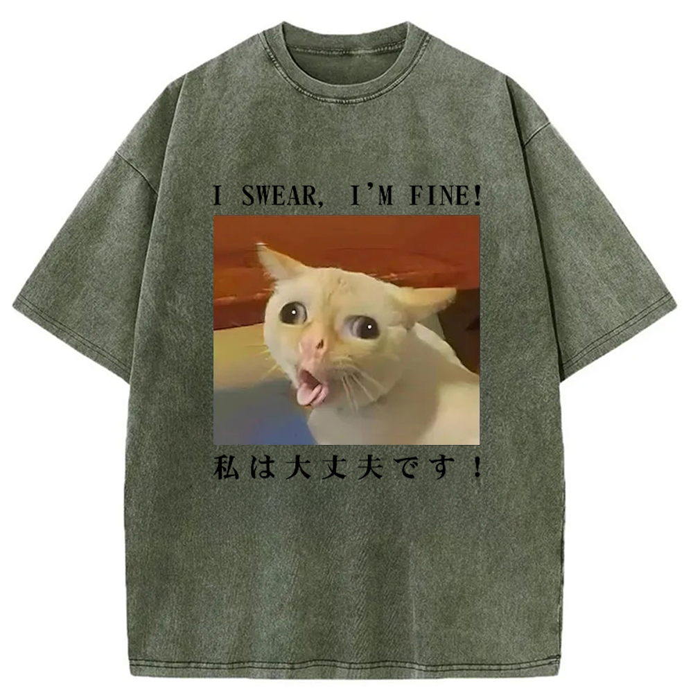 Modecanvas I Am Fine Washed T-Shirt