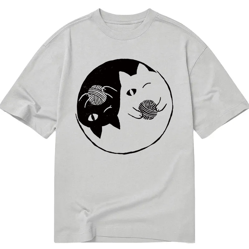 Modecanvas Yin Yarn Cat DTG Printing Classic T-Shirt-modecanvas