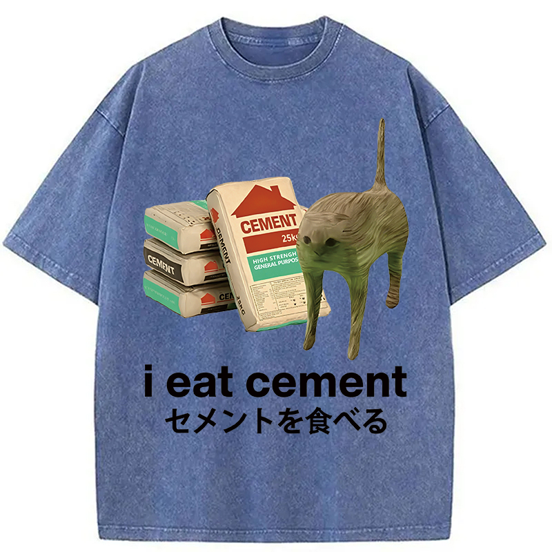 Modecanvas I Eat Cement Washed T-Shirt-modecanvas