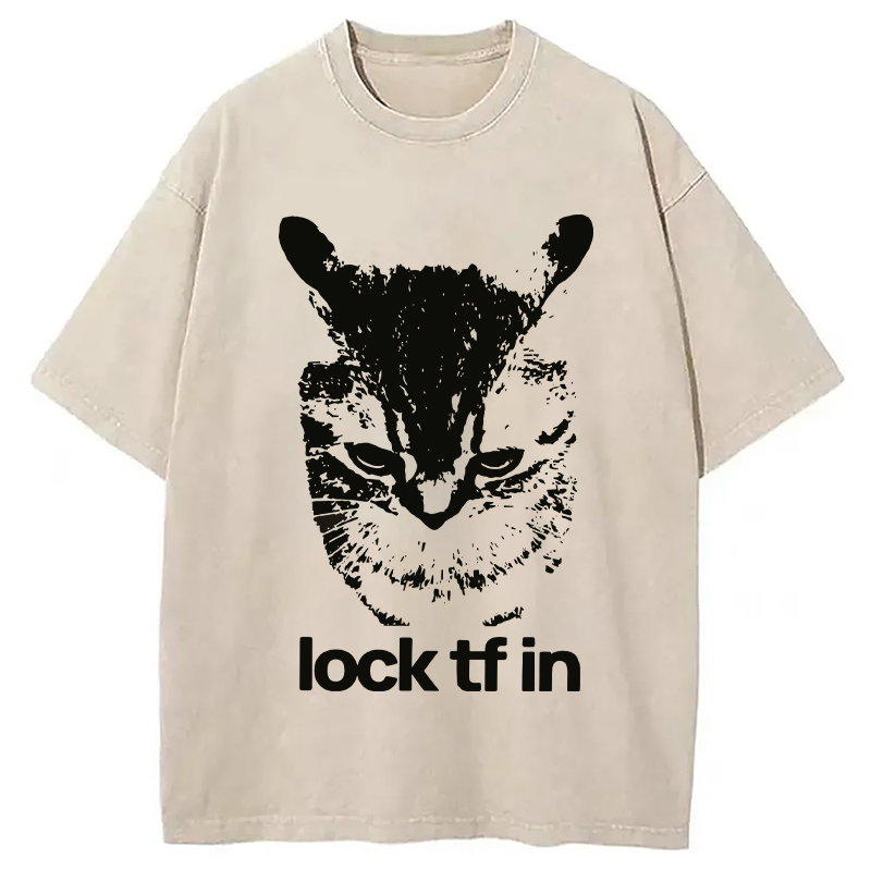 Modecanvas Lock TF In Cat Washed T-Shirt