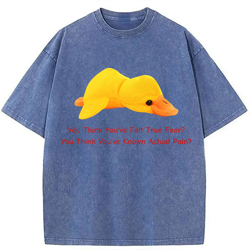 Modecanvas Embarrassed Duck Meme DTG Printing Washed T-Shirt
