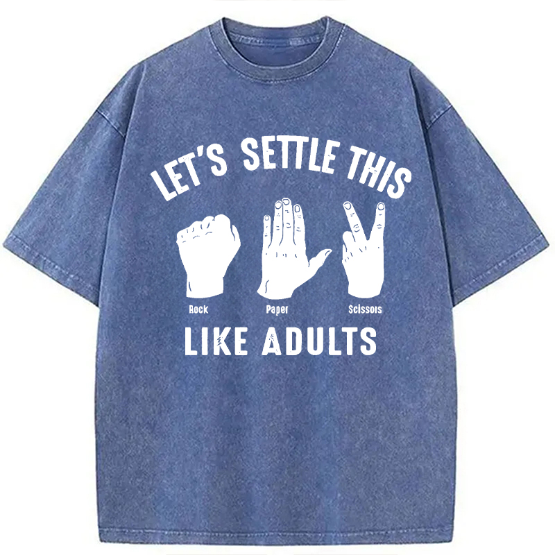 Modecanvas Solve The Problem With Rock-Paper-Scissors DTG Printing Washed T-Shirt