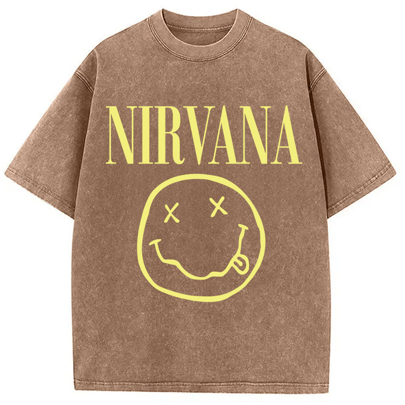 Modecanvas Yellow Smile Washed T-Shirt