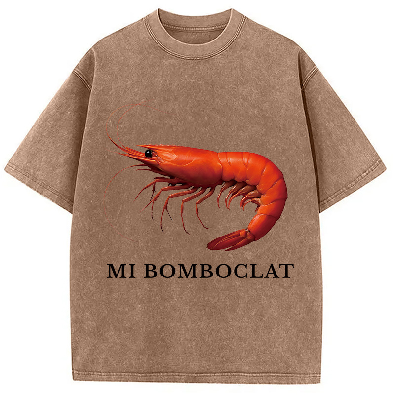 Modecanvas Mi Bomboclat Shrimp Meme Washed T-Shirt
