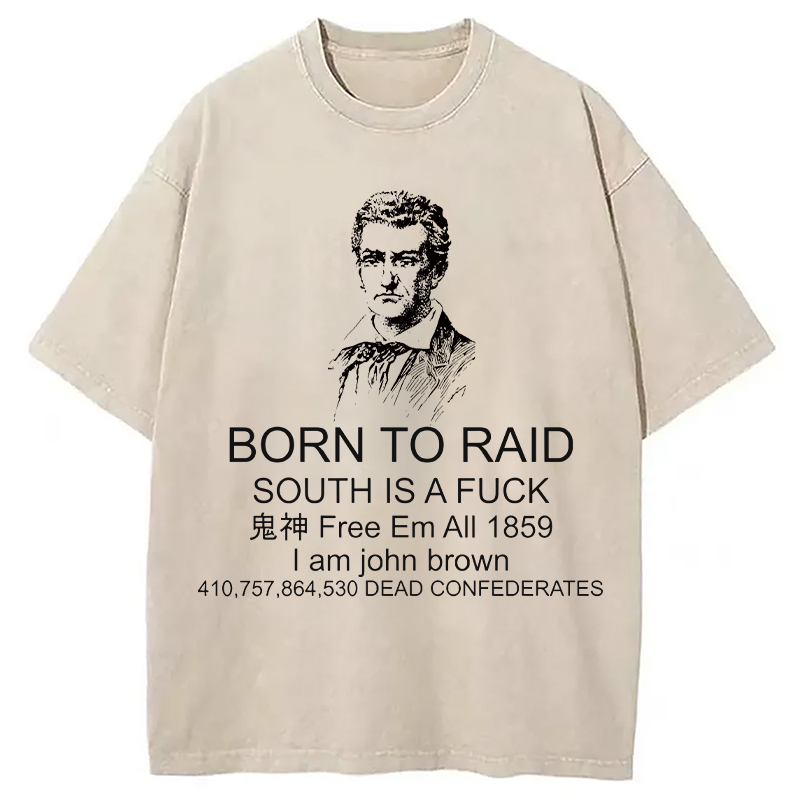 Modecanvas Born To Raid DTG Printing Washed T-Shirt