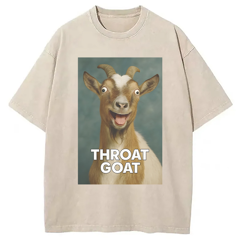 Modecanvas Throat Goat Funny DTG Printing Washed T-Shirt