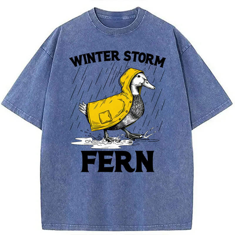 Modecanvas Winter Storm Fern 2026 DTG Printing Washed T-Shirt