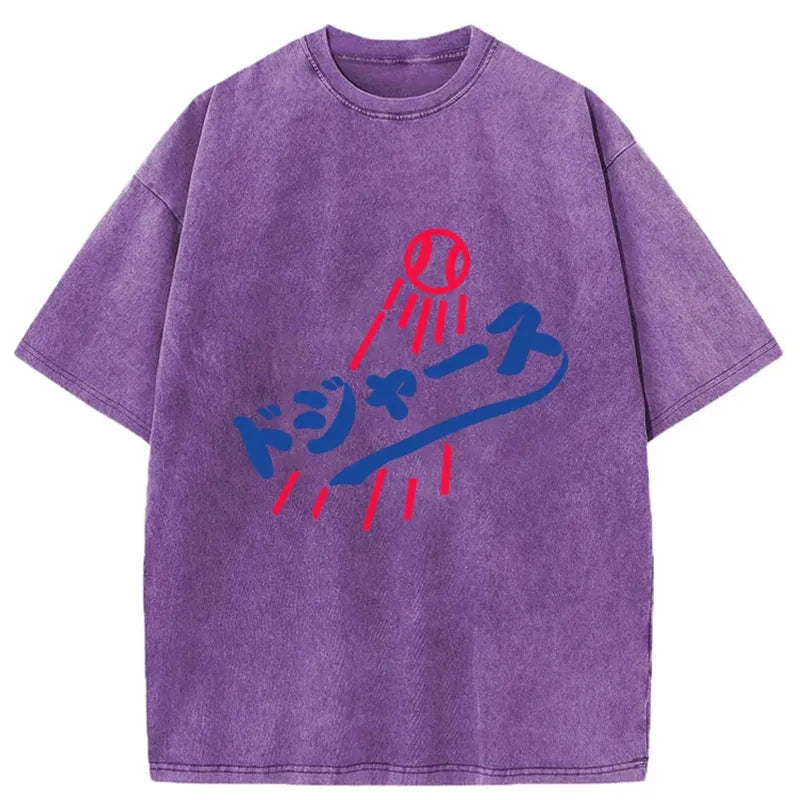 Modecanvas Japanese Baseball Washed T-Shirt-modecanvas