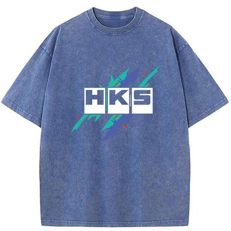 Modecanvas HKS Drifting Drag JDM Washed T-Shirt-modecanvas