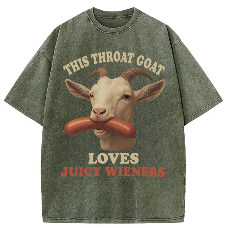 Modecanvas Throat Goat Loves Juicy Wieners DTG Printing Washed T-Shirt