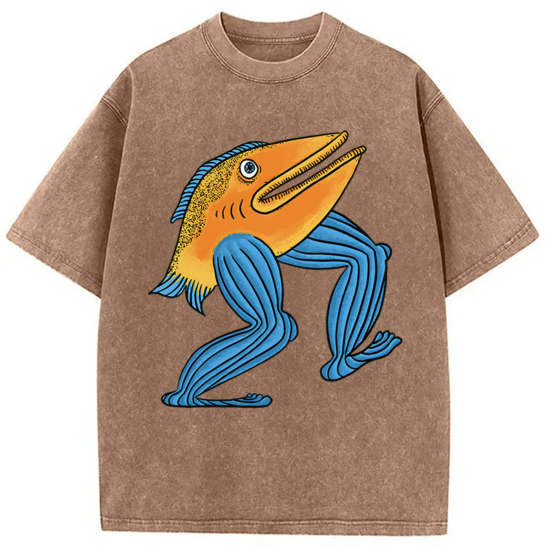 Modecanvas Leg Fish DTG Printing Washed T-Shirt