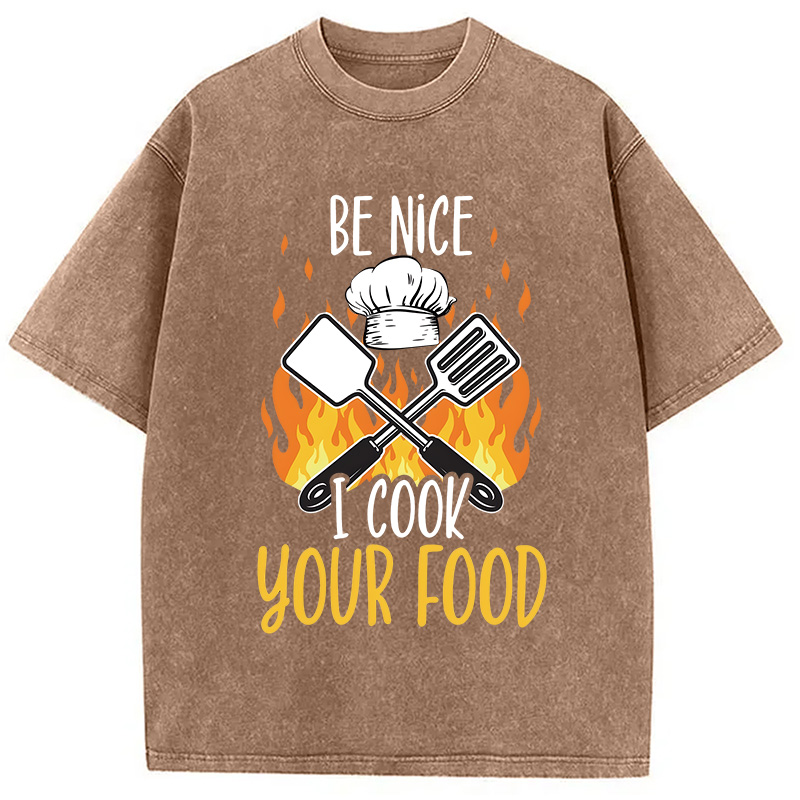 Modecanvas I Cook Your Food DTG Printing Washed T-Shirt