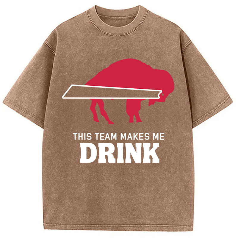 Modecanvas BILLS MAKES ME DRINK DTG Printing Washed T-Shirt