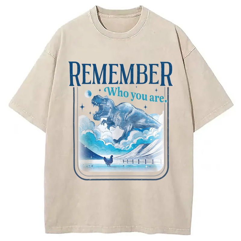 Modecanvas Remember Who You Are DTG Printing Washed T-Shirt-modecanvas