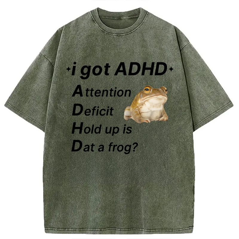 Modecanvas ADHD Frog DTG Printing Washed T-Shirt-modecanvas