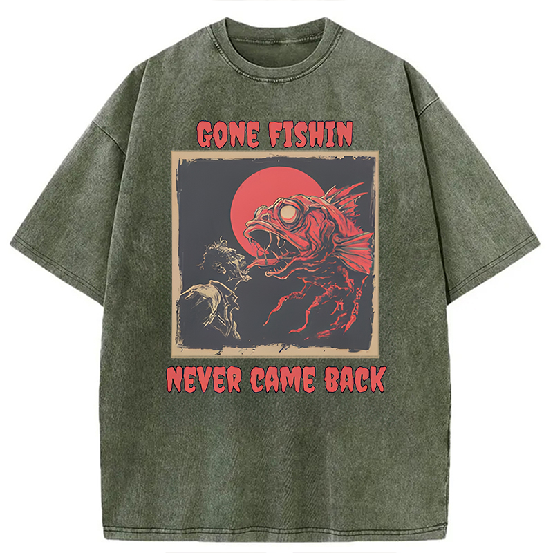 Modecanvas Zombie Fish DTG Printing Washed T-Shirt-modecanvas
