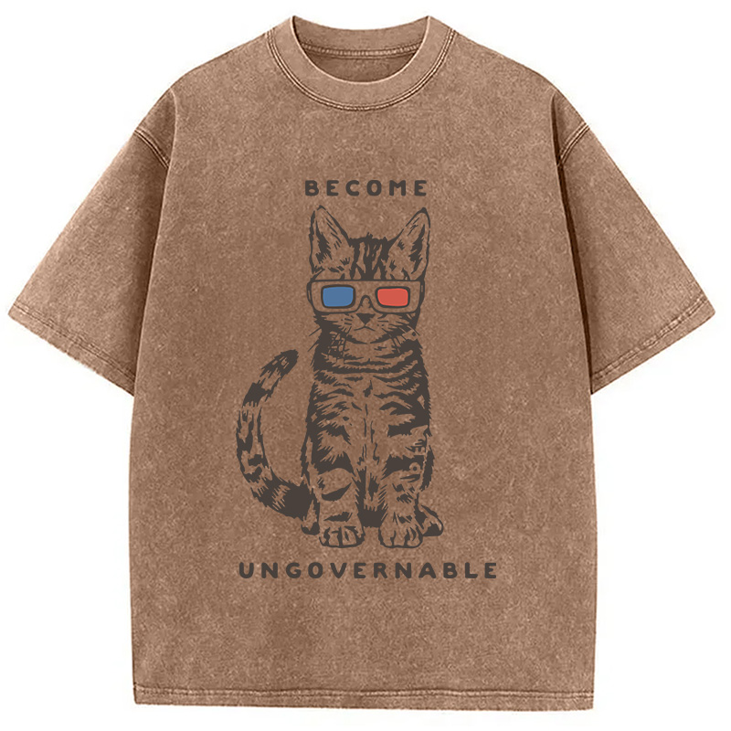 Modecanvas Become Ungovernable DTG Printing Washed T-Shirt-modecanvas