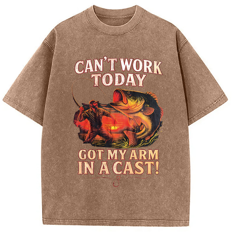 Modecanvas Bass Fishing Funny Fisher DTG Printing Washed T-Shirt-modecanvas