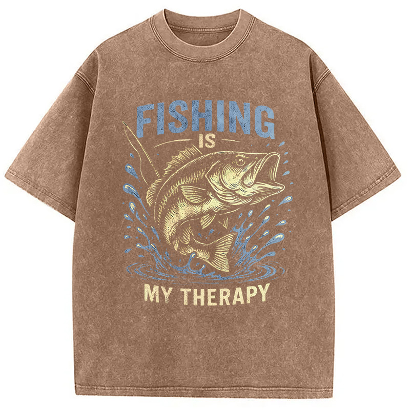 Modecanvas Funny Fisherman DTG Printing Washed T-Shirt-modecanvas