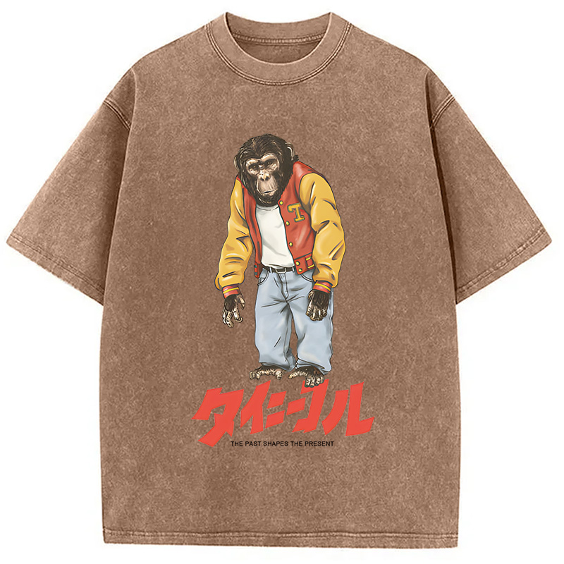 Modecanvas The Past Shapes DTG Printing Washed T-Shirt-modecanvas