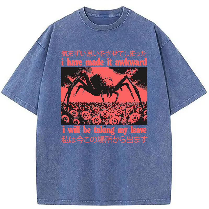 Modecanvas I Have Made It Awkward Spider Crab DTG Printing Washed T-Shirt-modecanvas