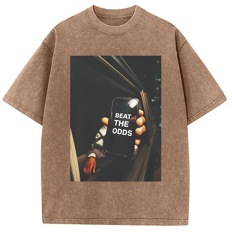 Modecanvas Beat The Odds Funny Meme DTG Printing Washed T-Shirt-modecanvas