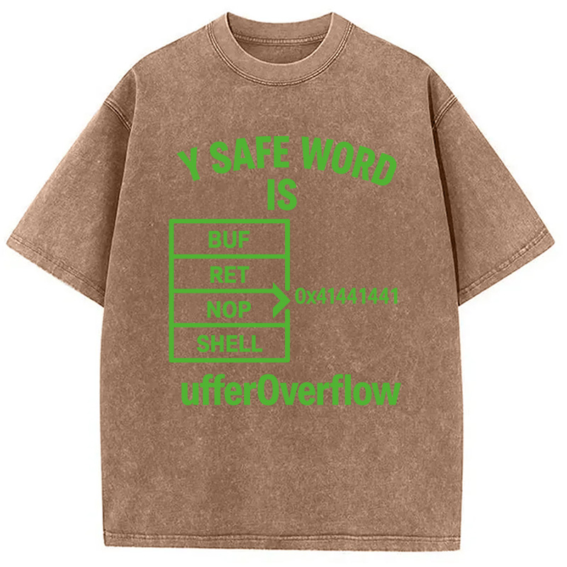 Modecanvas Buffer Overflow Funny Hacker Meme DTG Printing Washed T-Shirt-modecanvas