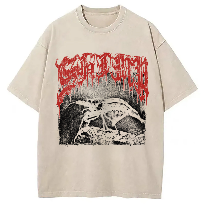 Modecanvas Shimp Metal DTG Printing Washed T-Shirt-modecanvas