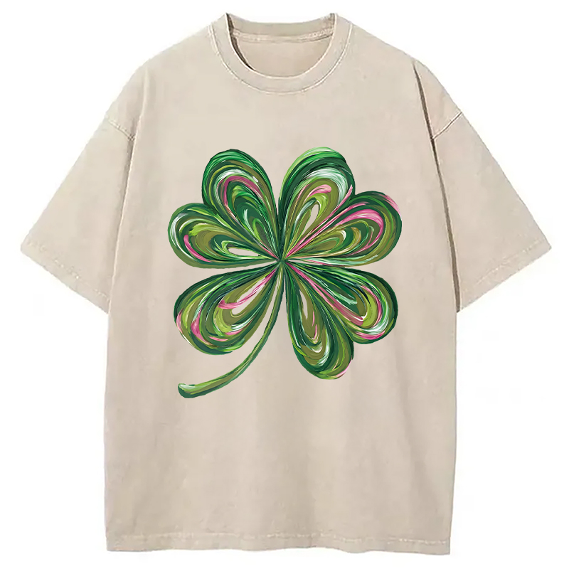 Modecanvas Lucky Shamrock DTG Printing Washed T-Shirt-modecanvas