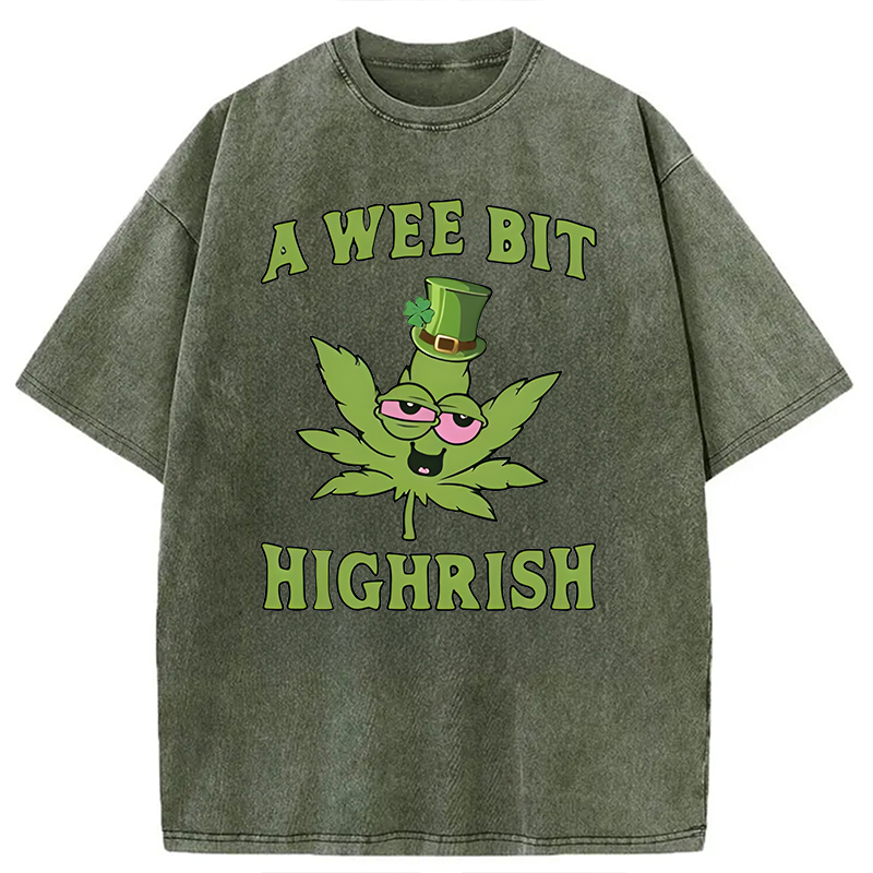 Modecanvas A Wee Bit Highrish DTG Printing Washed T-Shirt-modecanvas