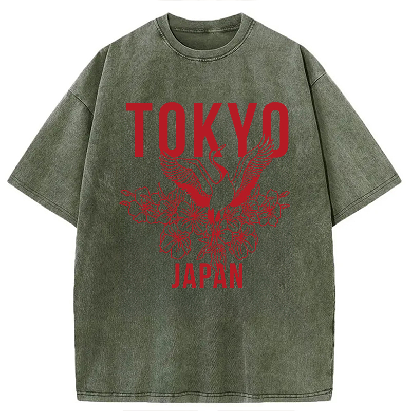 Modecanvas Japanese Bird Tokyo DTG Printing Washed T-Shirt