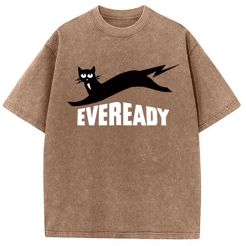 Modecanvas Eveready Cat DTG Printing Washed T-Shirt