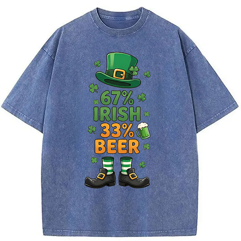Modecanvas 67 Irish 33 Beer DTG Printing Washed T-Shirt