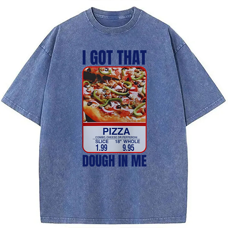 Modecanvas Fun Pizza Meme DTG Printing Washed T-Shirt