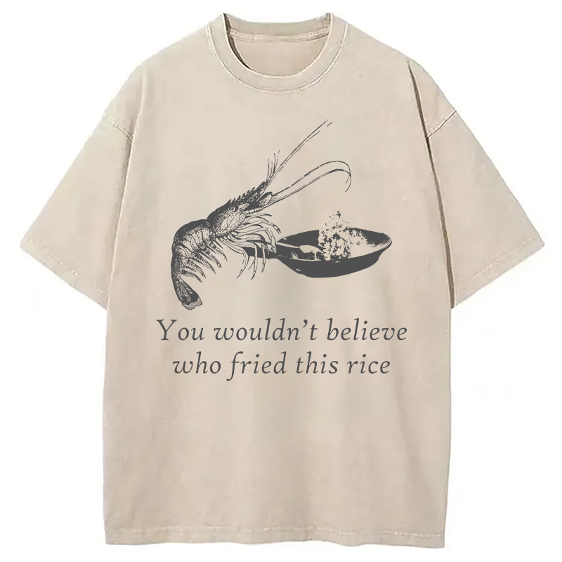 Modecanvas Shrimp Fried Rice DTG Printing Washed T-Shirt