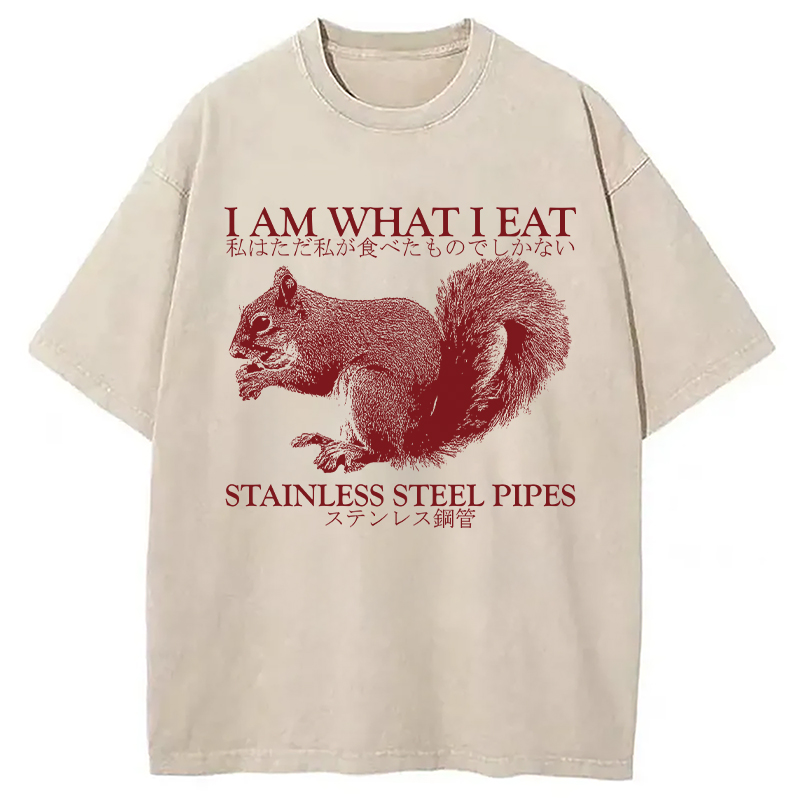 Modecanvas I Am What I Eat DTG Printing Washed T-Shirt