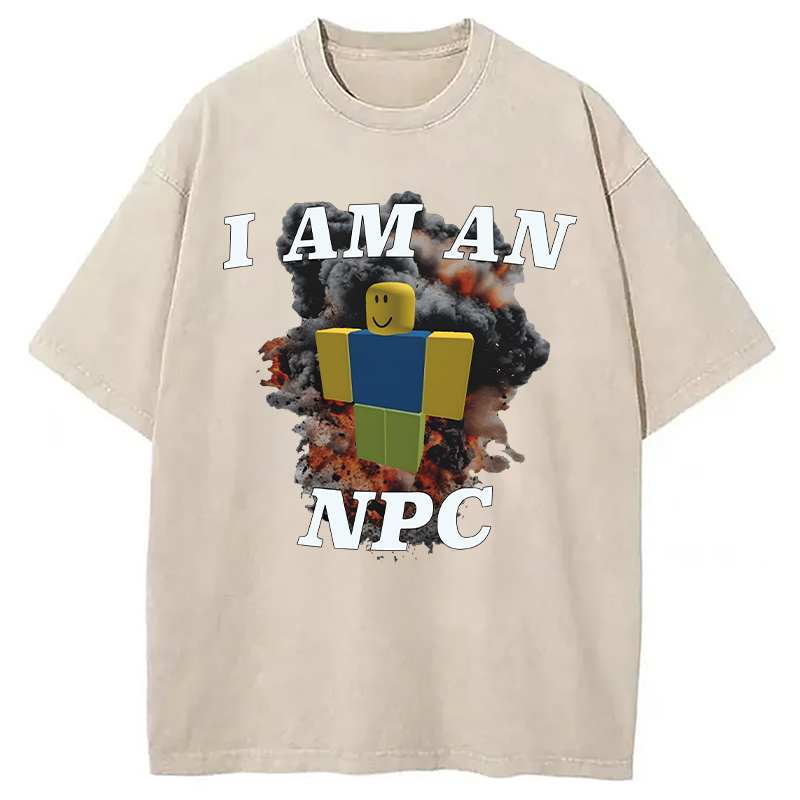 Modecanvas Roblox NPC Meme DTG Printing Washed T-Shirt