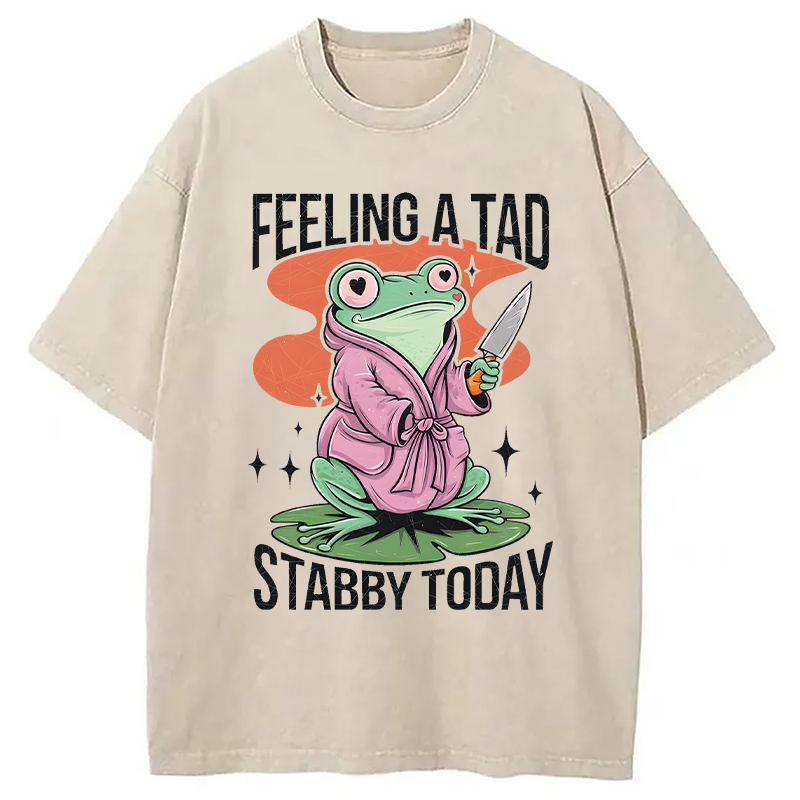 Modecanvas Stabby Frog Funny Meme DTG Printing Washed T-Shirt