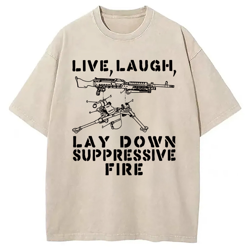 Modecanvas Suppression By Force Funny DTG Printing Washed T-Shirt