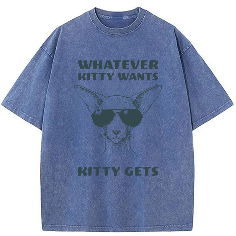 Modecanvas Oriental Shorthair Cat DTG Printing Washed T-Shirt