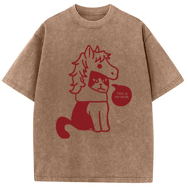 Modecanvas This Is My Year Horse Year DTG Printing Washed T-Shirt